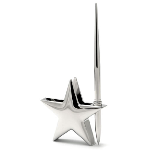 Engraved Silver Star Pen Stand