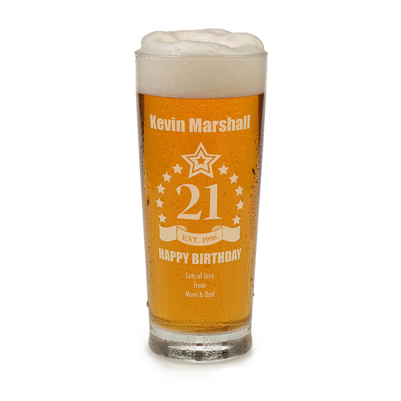 Personalised 21st Birthday Beer Glass Business Ts Express