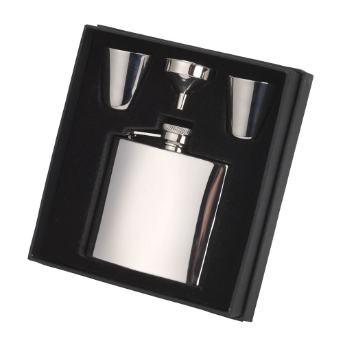 Personalised Stainless Steel Hip Flask & Cups Gift Set